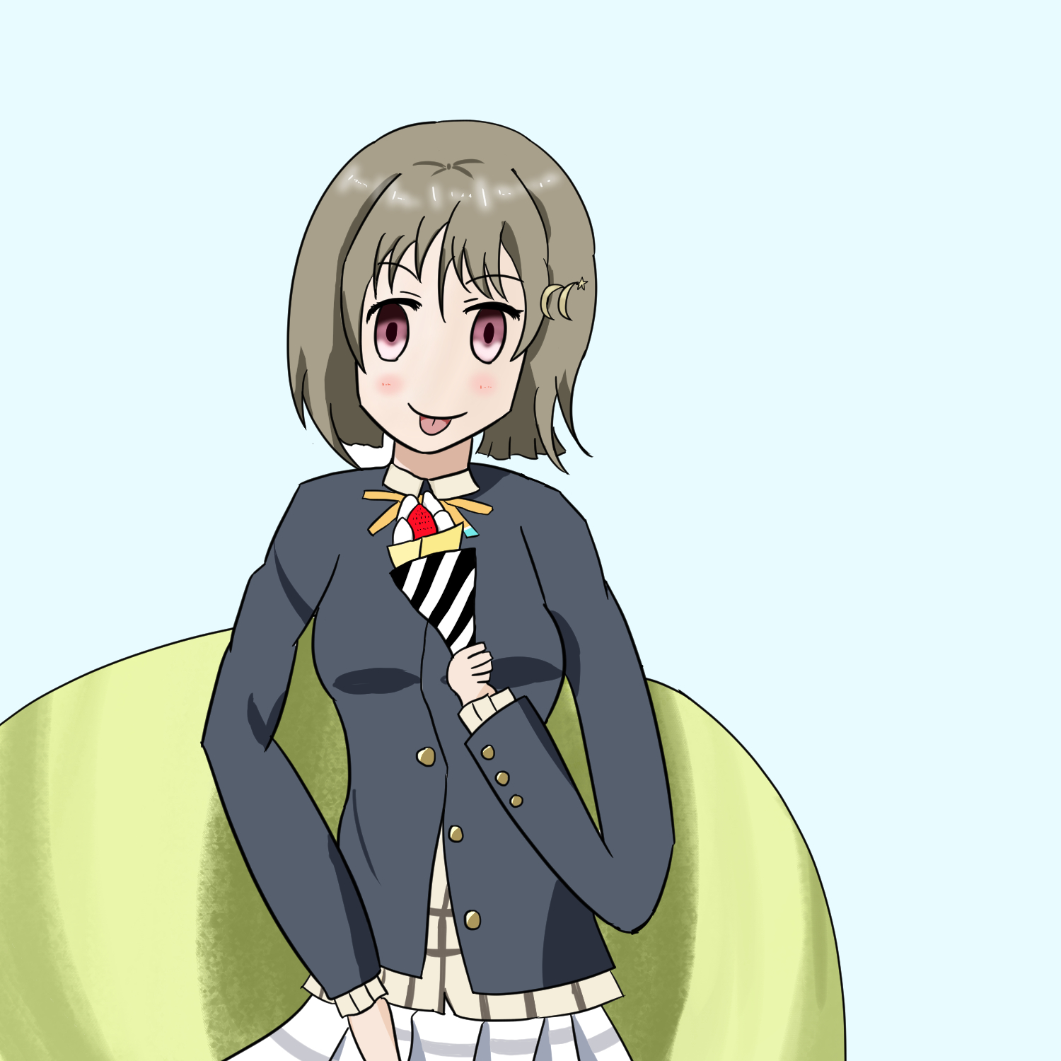 クレープを食べる中須後輩